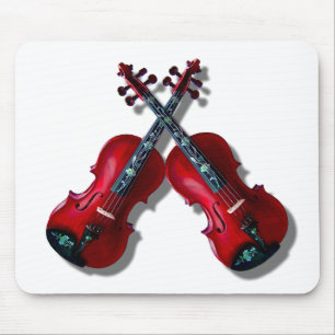 CROSSED RED VIOLINS -MOUSEPAD MOUSE PAD