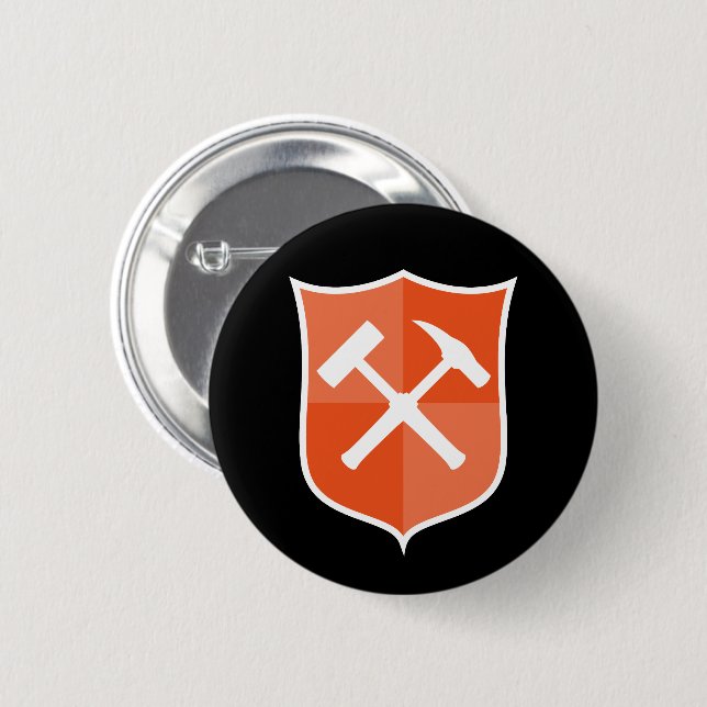 Crossed Rock Hammer Shield 2 Inch Round Button (Front & Back)