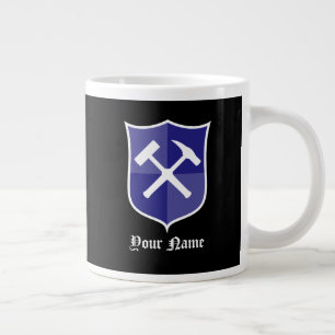Crossed Rock Hammer Shield- Personalized Large Coffee Mug