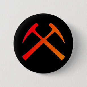 Crossed Rock Hammers Button