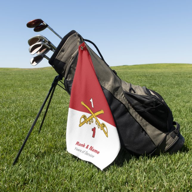 Crossed Sabres Cavalry Golf Towel - Red & White (Green)