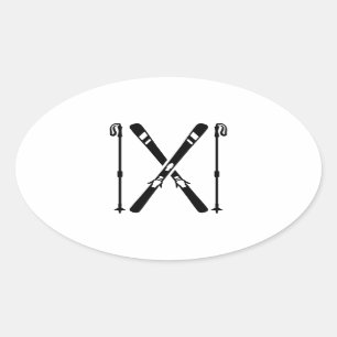 Crossed ski oval sticker