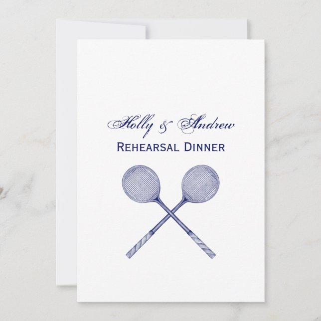 Crossed Squash Racquets Blue Invitation (Front)