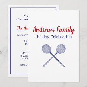 Crossed Squash Racquets Blue Invitation