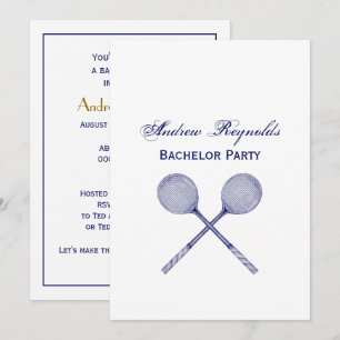 Crossed Squash Racquets Blue Invitation