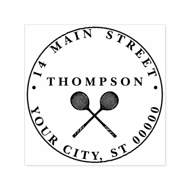 Crossed Squash Racquets Blue Name Address  Self-inking Stamp (Design)