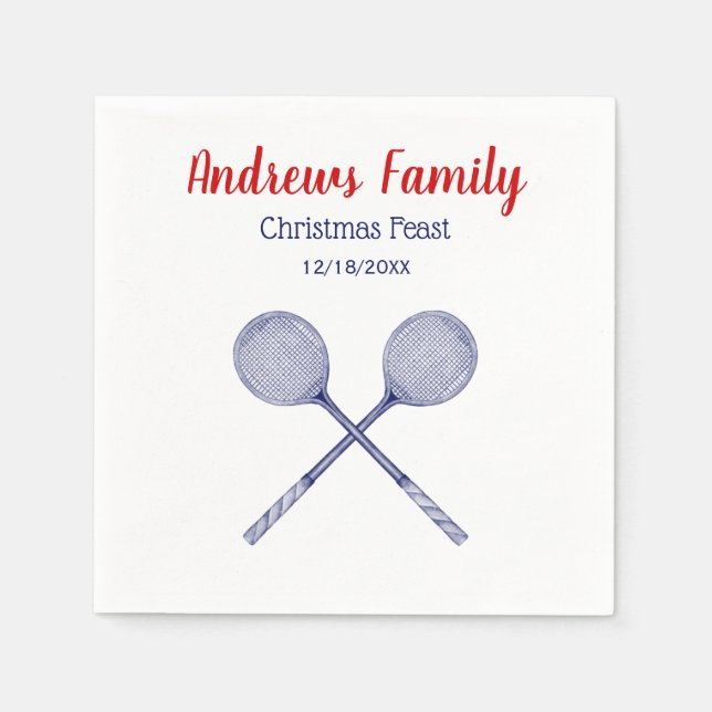 Crossed Squash Racquets Blue Napkin (Front)