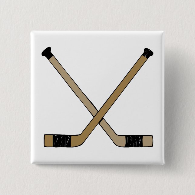 Crossed Sticks 2 Inch Square Button (Front)
