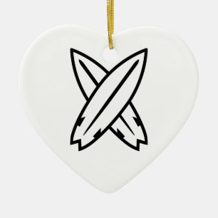 Crossed surfboards ceramic ornament