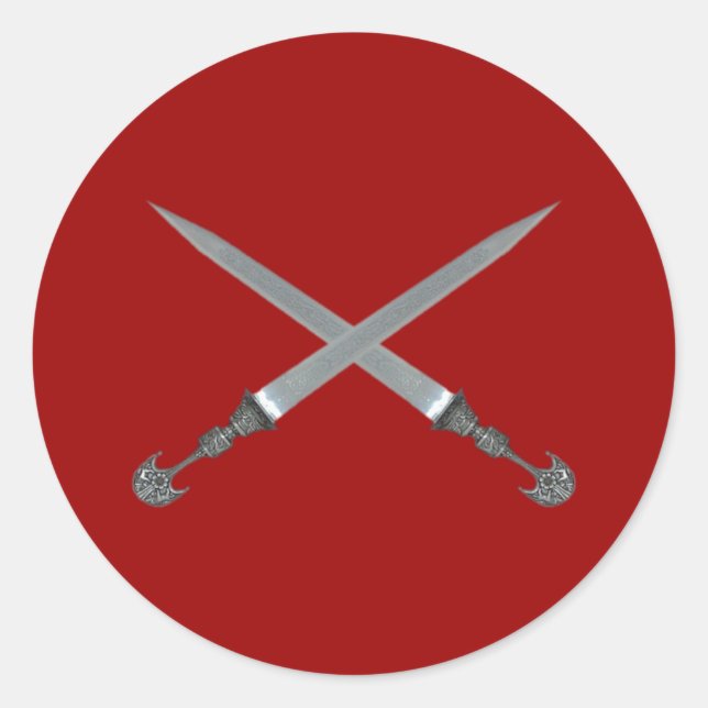 crossed swords classic round sticker (Front)