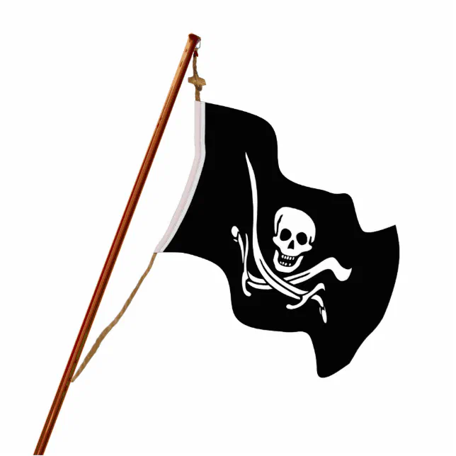 Crossed Swords Jolly Roger Pirate Flag on a Pole. Standing Photo