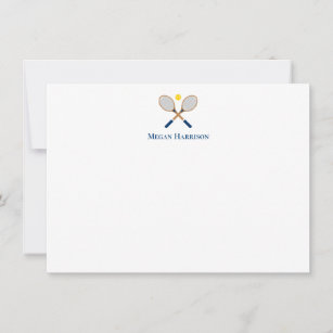 Crossed Tennis Racquets Flat Note Card