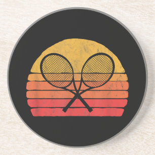 Crossed Tennis Racquets Retro 80s Sun Vintage Grap Coaster
