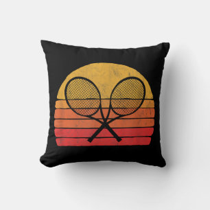 Crossed Tennis Racquets Retro 80s Sun Vintage Grap Throw Pillow