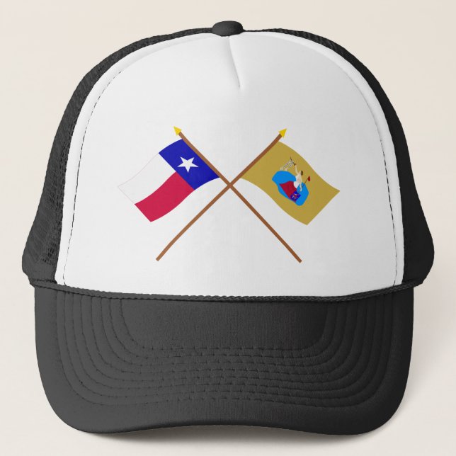 Crossed Texas and San Jacinto Flags Trucker Hat (Front)
