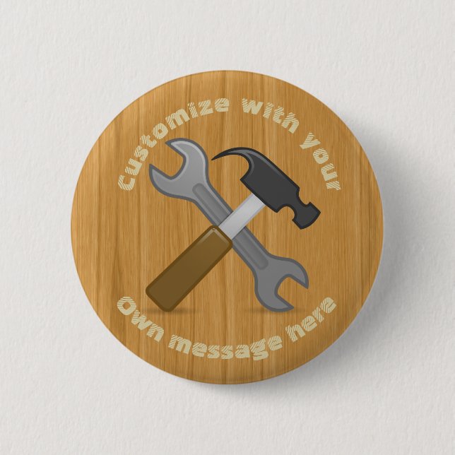 Crossed Tools Icon Custom Text 2 Inch Round Button (Front)