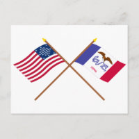 Crossed US 29-star and Iowa State Flags