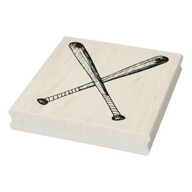 Crossed Vintage Wooden Baseball Bats Art Stamp (Stamp)