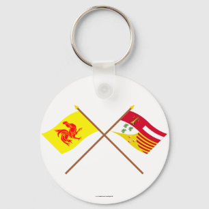 Crossed Walloon and Liège Flags Keychain