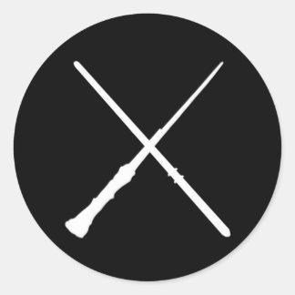 Crossed Wands Classic Round Sticker