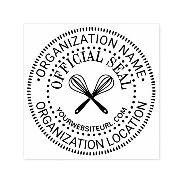 Crossed Whisks Custom Official Seal Name Loc URL Self-inking Stamp (Design)