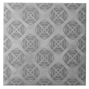 Crosses and Circles Grey Geometric Pattern Tile