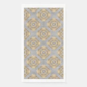 Crosses and Circles Grey Gold Geometric Pattern Napkin