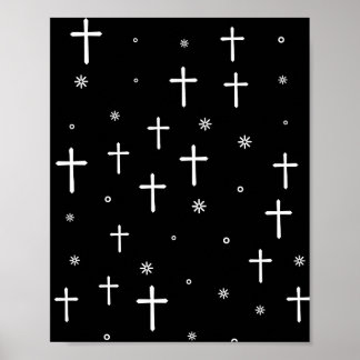 Crosses and Stars Pattern Poster