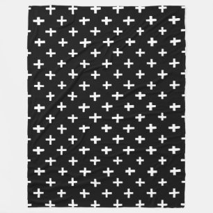 Crosses Pattern - Black Fleece Blanket