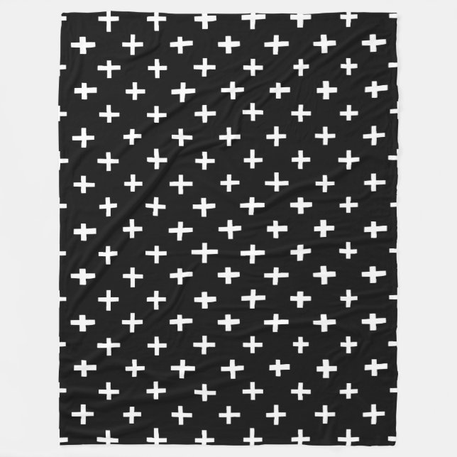 Crosses Pattern - Black Fleece Blanket (Front)