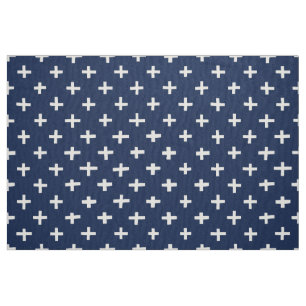 Crosses Pattern - Indigo Fabric