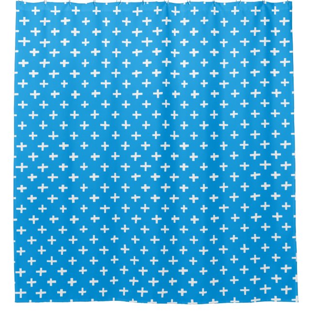 Crosses Pattern - White in Blue 009dea (Front)