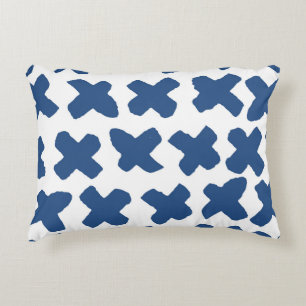 Crosses Shibori: Indigo Batik Pattern Accent Pillow