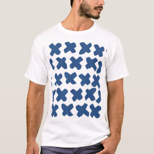 Crosses Shibori: Indigo Batik Pattern T-Shirt