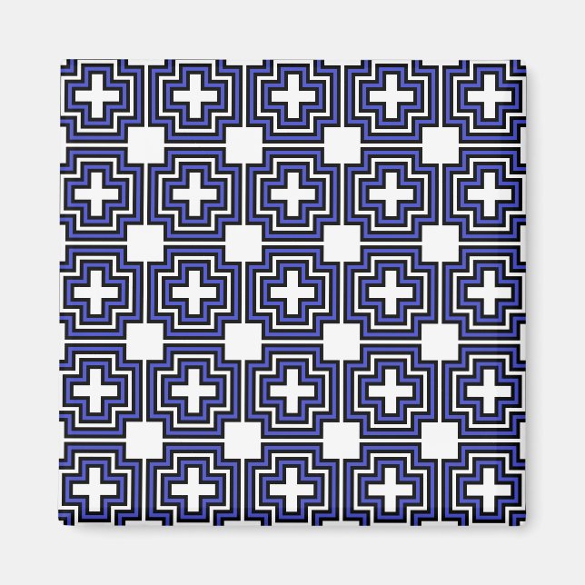 Crosses & Squares Blue - Magnet (Front)