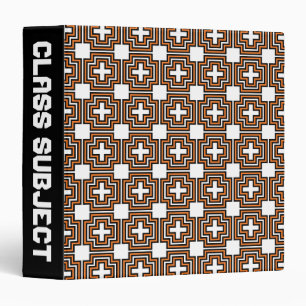 Crosses & Squares Orange 1.5" Binder