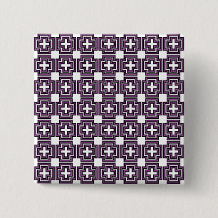 Crosses & Squares Purple 2 Inch Square Button