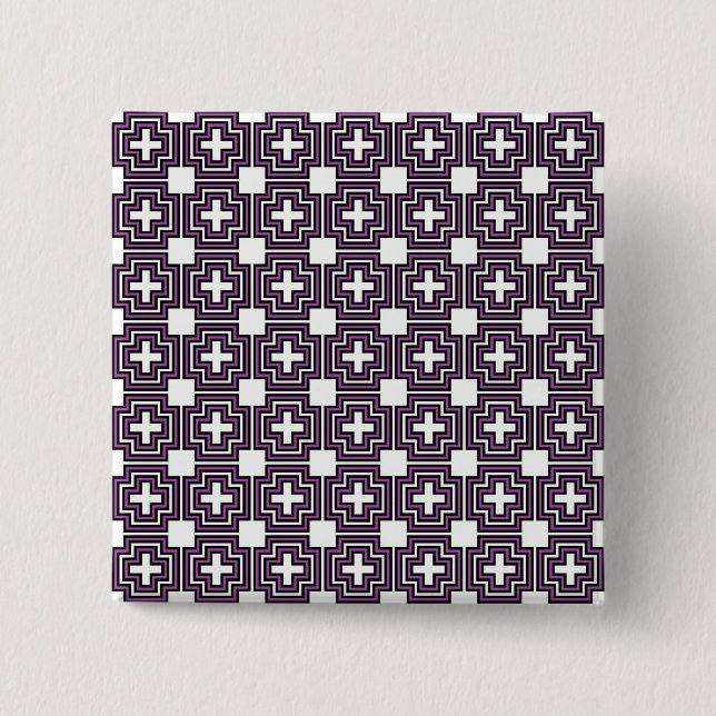 Crosses & Squares Purple 2 Inch Square Button (Front)