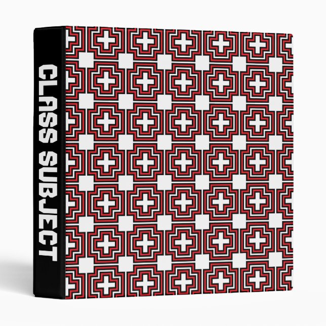 Crosses & Squares Red - Binder (Front/Spine)