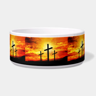 Crosses, Sunset Silhouettes Painting 