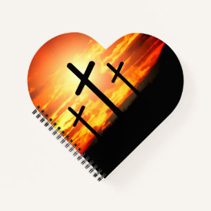 Crosses, Sunset Silhouettes Painting-67137 Notebook