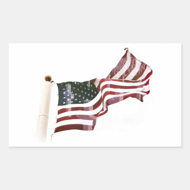 Crosses Within Old Glory - Memorial Day Sticker (Front)