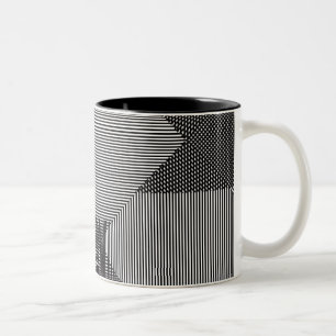 Crosshatch Op Art Two-Tone Coffee Mug