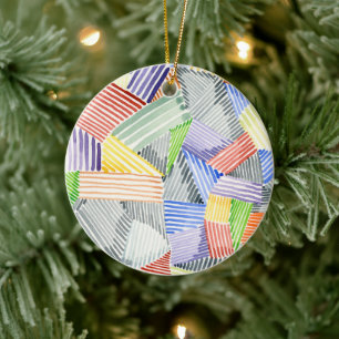 Crosshatch Quilt I Ceramic Ornament
