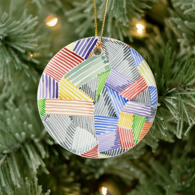 Crosshatch Quilt I Ceramic Ornament (Tree)