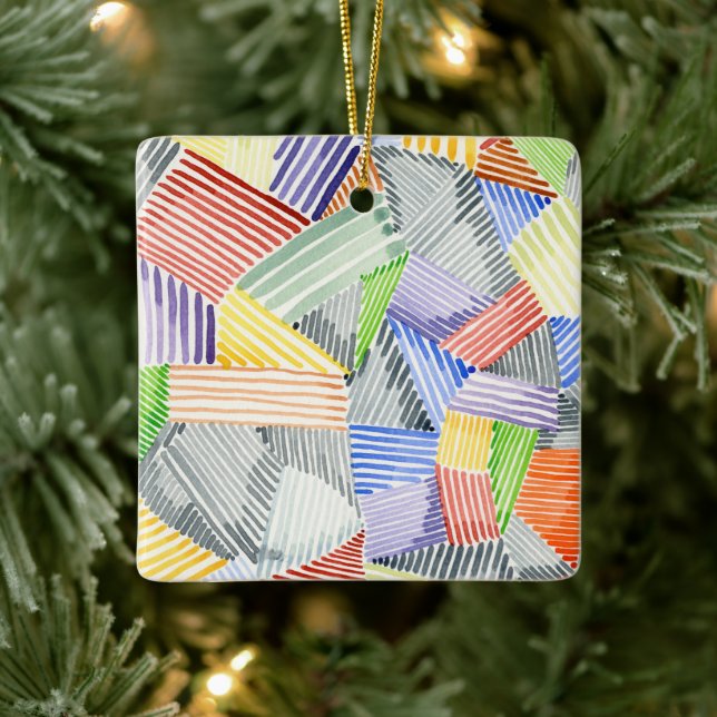 Crosshatch Quilt I Ceramic Ornament (Tree)