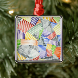 Crosshatch Quilt I Metal Ornament