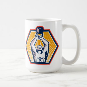 Crossift Athlete Lifting Kettlebell Front Retro Coffee Mug