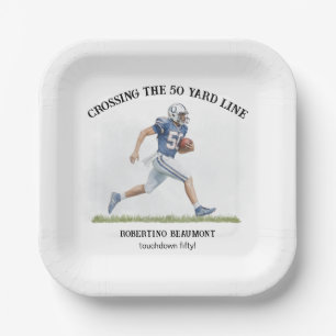 Crossing 50 Yard American Football 50th birthday Paper Plate