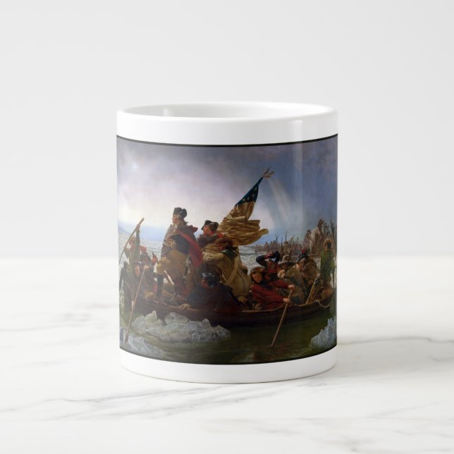 Crossing Delaware 1776: General George Washington Large Coffee Mug (Front)